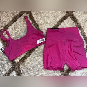 TNA Pink Sports Bra and Shorts Set